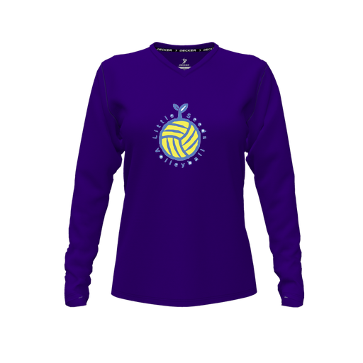 [FTLVCFPP-FYXS-LOGO1] Decker Comfort T-Shirt (Female Youth XS, Purple, V Neck, Logo 1, Long Sleeve)