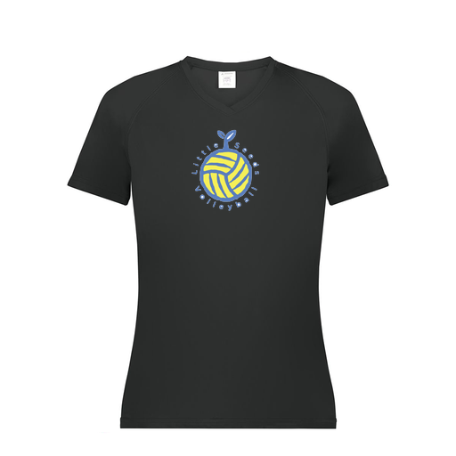 [2792.080.XS-LOGO1] Ladies Smooth Sport V-Neck T-Shirt (Female Adult XS, Black, Logo 1)