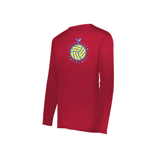 [222823.083.S-LOGO1] Youth LS Smooth Sport Shirt (Youth S, Red, Logo 1)