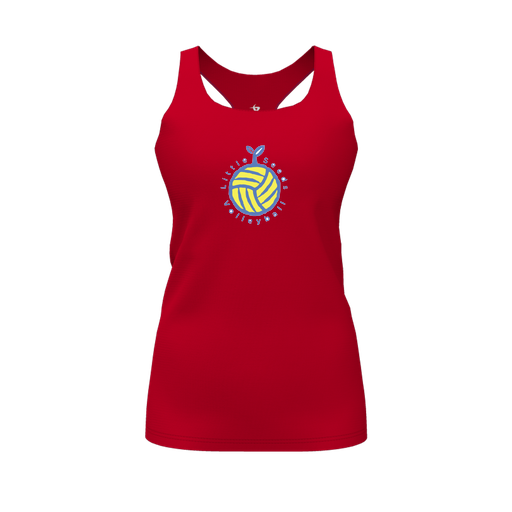 [CUS-DFW-RCBK-PER-RED-FYS-LOGO1] Racerback Tank Top (Female Youth S, Red, Logo 1)