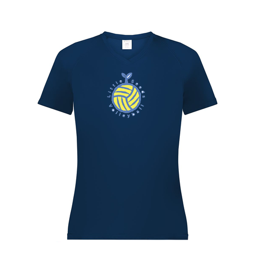 [2792.065.XS-LOGO1] Ladies Smooth Sport V-Neck T-Shirt (Female Adult XS, Navy, Logo 1)