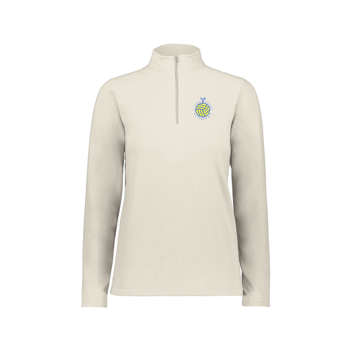 [6864.53T.XS-LOGO1] Ladies MicroFleece 1/4 Zip Pullover (Female Adult XS, White, Logo 1)