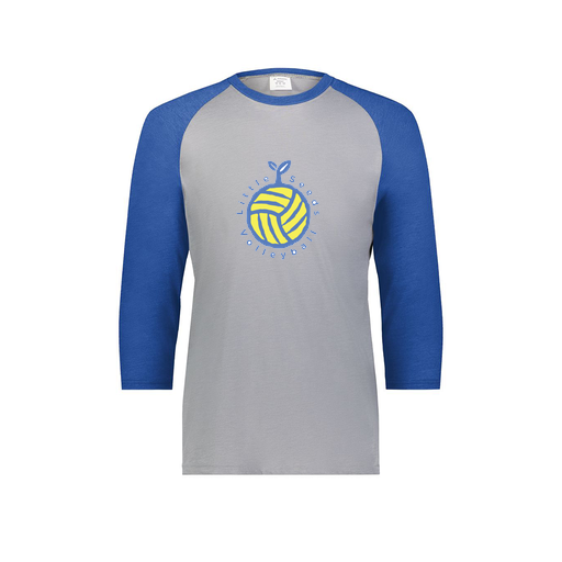 [6879.28V.S-LOGO1] Men's Vintage 3/4 Sleeve T-Shirt (Adult S, Royal, Logo 1)