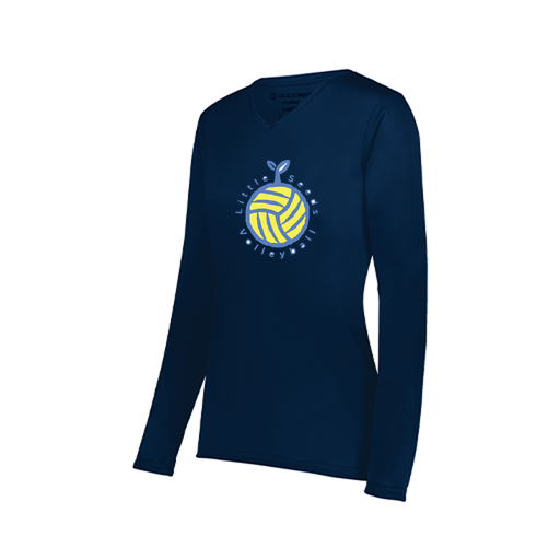 [222824.065.S-LOGO1] Ladies LS Smooth Sport Shirt (Female Adult S, Navy, Logo 1)