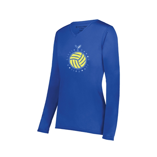 [222824.060.S-LOGO1] Ladies LS Smooth Sport Shirt (Female Adult S, Royal, Logo 1)